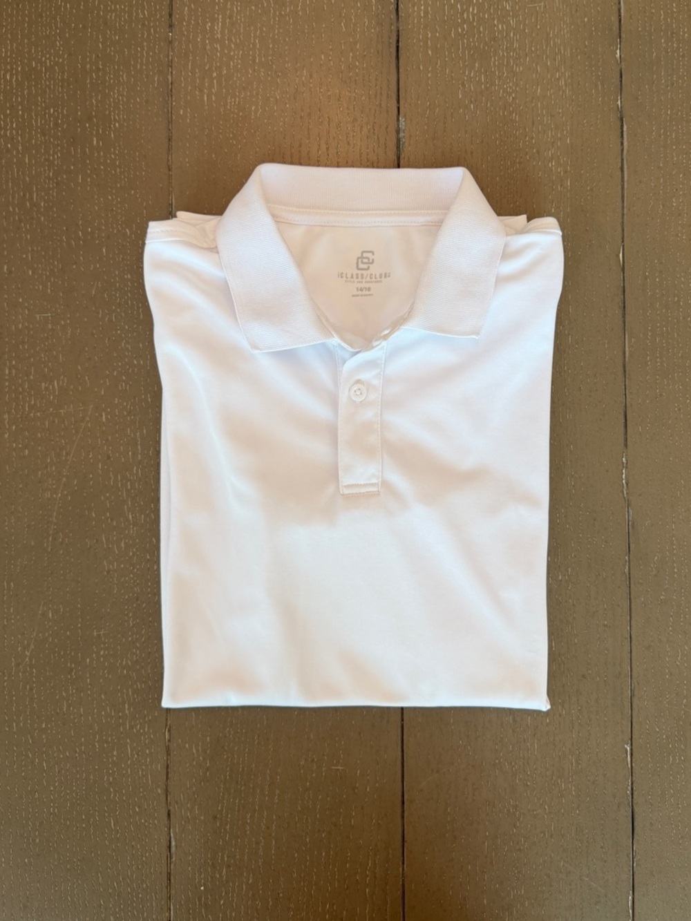 Class Club Boys’ Short-Sleeve White Performance Golf Polo Shirt • Size: 14/16